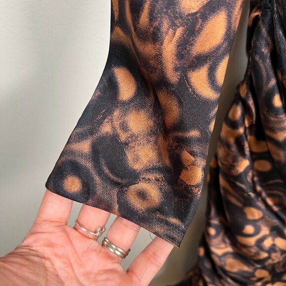 Douglas Hannant Silk Dress Size 8 Brown Black Party Cocktail Event Draped Back - Picture 6 of 12